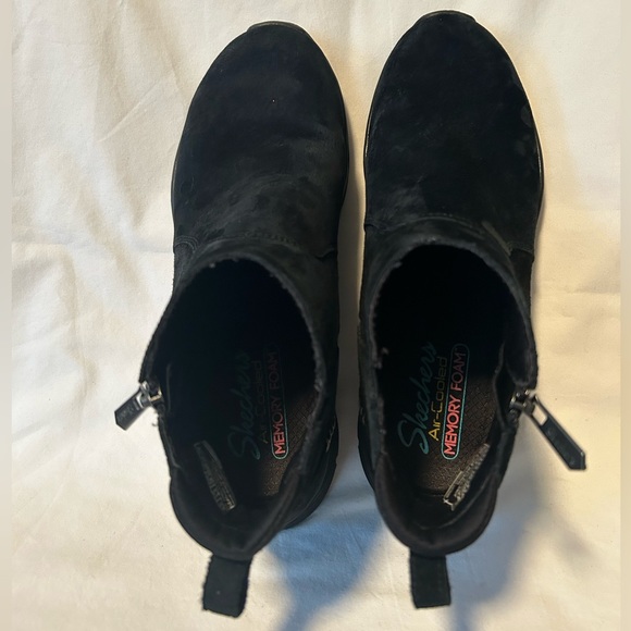 Sketchers Boots Womens 8.5 Leather Memory Foam Air Cooled Black Zip Up Comfort - Picture 13 of 15